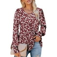 thumbnail image 4 of KISSMODA Women's Casual Crewneck Flowy Ruffle Tunic Tops, 4 of 5