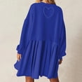 thumbnail image 5 of Womens Oversized Sweatshirt Dress Long Flowy Patchwork Pullover Tops Cute Drop Shoulder Sweatshirts Fall Long Sleeve Mini Dress Teen Girls Crewneck Solid Tunic Pleated Loose Clothing Beig, 5 of 5