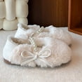 thumbnail image 6 of HAUXUN-GKids Fuzzy Shoes Girls Cotton Shoes 1-10 Years, Pearl Bow Non- Soft Sole Outdoor Warm Shoes, Autumn Winter -Lined Fuzzy Footwear(Beige,13), 6 of 8