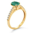 thumbnail image 3 of Gem Stone King 10K Yellow Gold Green Malachite and White Lab Grown Diamond Engagement Ring for Women (2.18 Cttw, Oval 8X6MM, Gemstone Birthstone, Size 5), 3 of 4