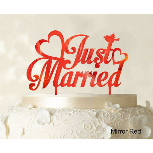 Just Married Wedding Cake Topper Custom Name Cake Topper Color Option Available 5-7 Inches Wide