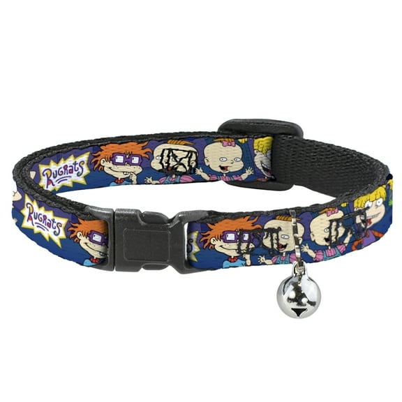 Rugrats Breakaway Cat Collar With Bell, Plastic Clip, Easy Adjustable, Rugrats Group Pose Reptar, 8.5 to 12 Inches 0.5 Inch Wide