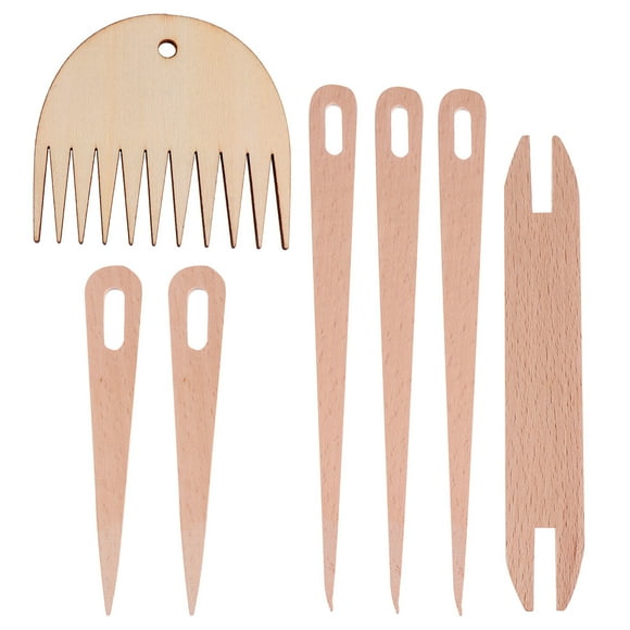 MasteelfCA 1 Set Hand Loom Stick Wooden Crochet Needle Weaving Comb Shuttles Weaving Stick