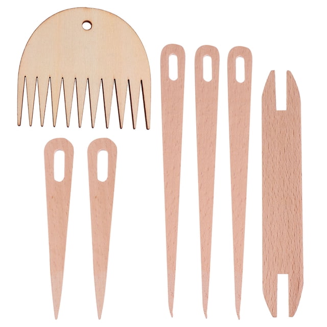 MasteelfCA 1 Set Hand Loom Stick Wooden Crochet Needle Weaving Comb Shuttles Weaving Stick