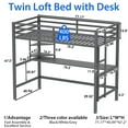 thumbnail image 7 of Kacho Metal Loft Bed, Loft Bed Frame for Twin Bunk Bed with Desk and Storage Shelves, Safety Full-Length Guardrails, for room Bedroom, Easy Assembly, No Box Spring Needed, Gray, 7 of 7