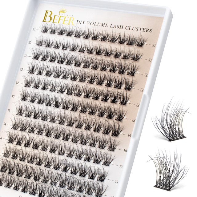 Extensiones de volumen Eyelash Cluster BEFER Lash 3D Curl de 10 a 16 mm