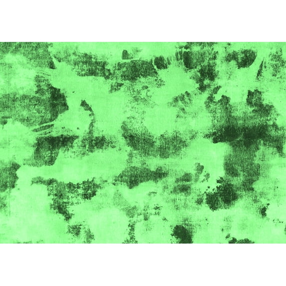 Ahgly Company Indoor Rectangle Abstract Emerald Green Modern Area Rugs, 8' x 10'
