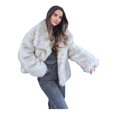 thumbnail image 2 of Abrigo de Piel Sintética para Mujer, Chaqueta de Piel Sintética, Chaqueta de Invierno de Larga con Solapa, Parka Corta Gris Marfil S, 2 of 10