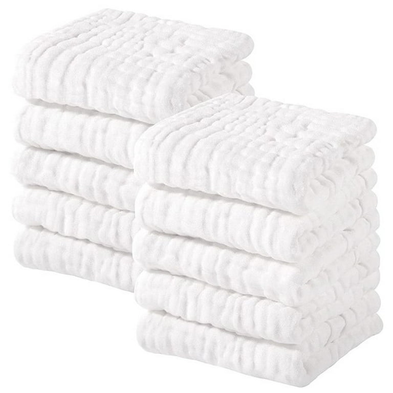 Parker Baby Washcloths - 6 Pack of 100% Cotton Muslin Wash Cloths - Soft,  Absorbent and Natural - White