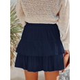 thumbnail image 3 of Pantalones cortos Aoudery Flowy para mujer con volantes, pantalones cortos con volantes, azul marino, 3 of 6