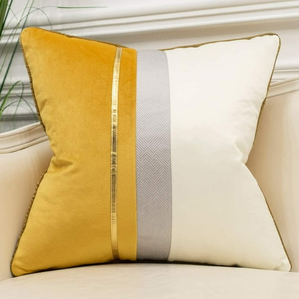 Navy blue and top yellow throw pillows