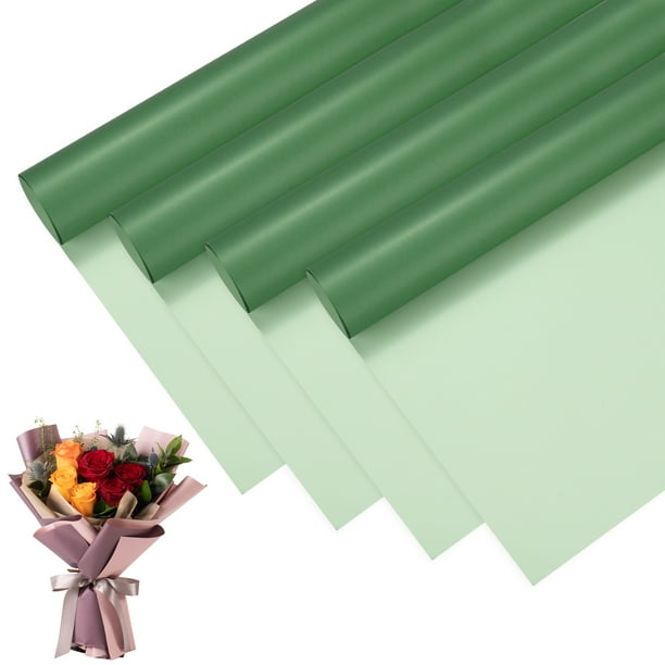 Papel de Regalo para Ramo de Flores de 20 piezas, Verde y Verde Oscuro