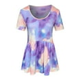 thumbnail image 3 of VEKDONE 2025 Womens Casual Short Sleeve Tunic Tops Scoop Neck T Shirts Tie Dye Vintage Summer Loose Fit Tunics Blouse, 3 of 6