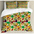 thumbnail image 1 of Anime King Size Duvet Cover Set, Various Vegetables and Fruits with Kawaii Faces Healthy Food as Sweet Characters, Decorative 3 Piece Bedding Set with 2 Pillow Shams, Multicolor, by Ambesonne, 1 of 3