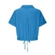 thumbnail image 5 of Vestidos Casuales Para Mujer, Blusas De Mujer De Moda Blusa corta de lino con solapa y botones sueltos para mujer, ropa de trabajo de verano, 5 of 6