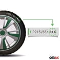 thumbnail image 5 of OMAC - Gray with Green Hub Caps 14 Inch Set of 4, Tapas para Rines 14, Premium Wheel Covers 14 Inch, R14 Rim Cover Set, Snap On Durable Car Replacement Exterior Accessories, 5 of 6