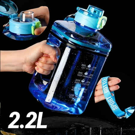 

YFMALL 2.2L Water Bottle Large Capacity Time Scale with Portable Handle Motivational Shaker Bottle for Gym