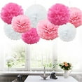 thumbnail image 2 of VogueV Fluffy Tissue Paper Pompoms, 9-Pack 8" Flower Balls for Wedding & Christmas, Pre-Assembled Hanging Décor, Reusable Party Ceiling Orbs, 9 Paper Pom Poms (Three of Each Color), 2 of 2