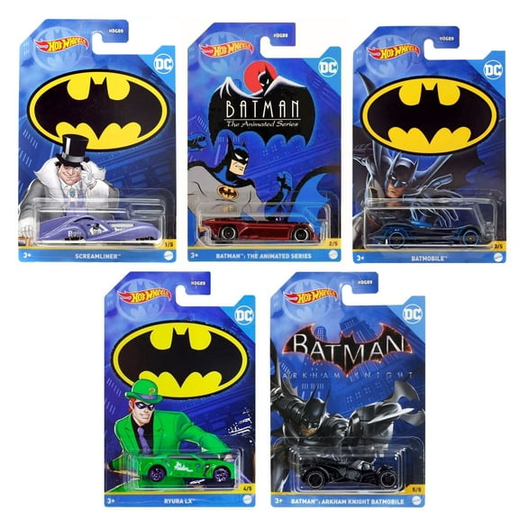 Hot Wheels Batman 2022 Batmobile Mix 4 Complete Set of 5 Diecast Vehicles HDG89-956D