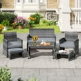 thumbnail image 1 of Costway 6PCS Patio Furniture Set Outdoor Sectional Conversation PE Rattan Sofa Set Gray, 1 of 10