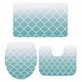 thumbnail image 2 of Turquoise Gradient Bathroom Rugs Set Morocco Trellis Non Slip Absorbent Soft Bath Mats 3 Piece Set with Bathroom Rug, U-Shaped Floor Mat, Toilet Seat Cover Small Size, 2 of 9