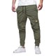 thumbnail image 1 of Pantalones cargo de largo completo y cintura media para hombre: estampado a cuadros lisos, cordón, bolsillos; pantalones deportivos informales para la playa, para todas las estaciones, poliéster; t, 1 of 7