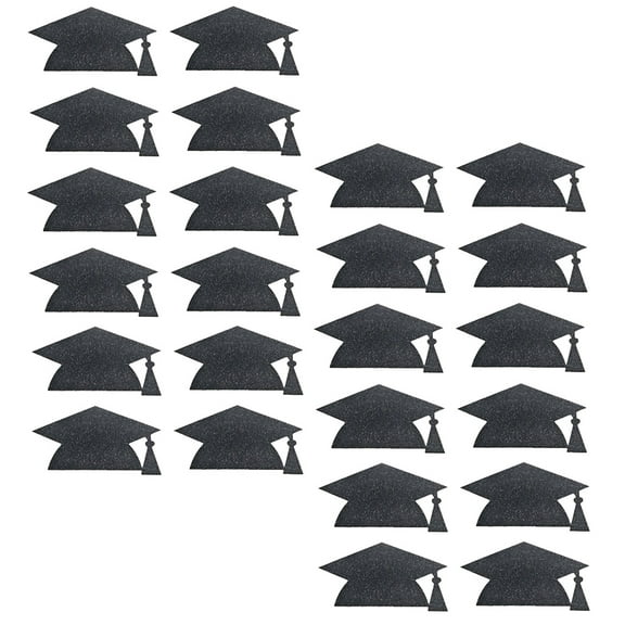 EXHUMKY 24Pcs Stickers Graduation Cap Black Paper for Grad Party Decorations and Cake Toppers