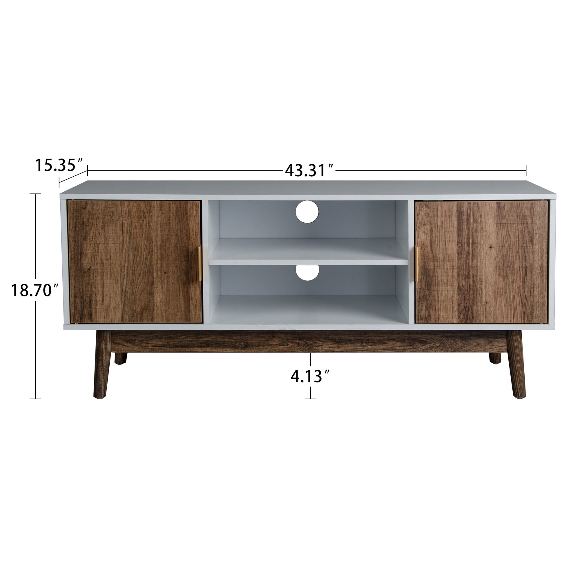 Resenkos Wood TV Stand, Modern TV Console Adjustable Storage Cabinet for Living Room