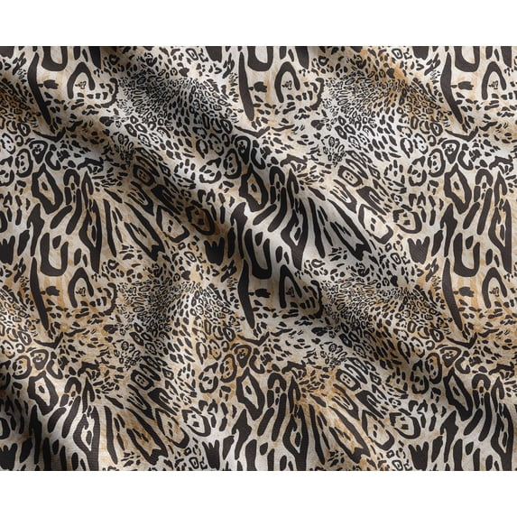 Soimoi Animal Skin Printed, Poly Canvas Fabric Decor Sewing Fabric By The Yard- 56 Inch Widedecorative Fabric For Curtains Tote Bags - Brown