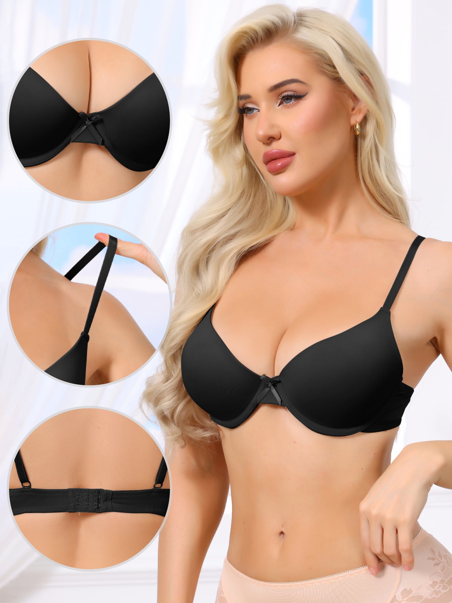 DARING DIVA Women's Ice Silk Lightweight Full Cup Bra C 40 Black