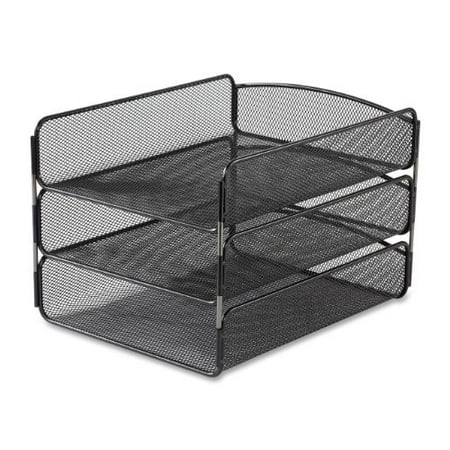 Safco Products Onyx Mesh - Safco Products 3271BL Onyx Mesh Desktop Organizer with Triple Tray, Black
