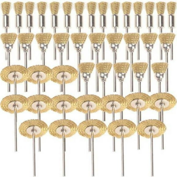 45 Pcs Brosses en Laiton Brosses Brosse Métallique Dremel Proxxon kit de Polissage en Acier Brosses Disques de Polissage Brosse Ronde Tige de Brosse Ø 3,17 mm