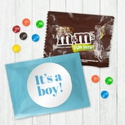 12ct It's a Boy M&M's Baby Shower Candy Favors Fun Size Bags (12 Pack) - Blue Foil - Fully Assembled (3x4 in) Chocolate Baby Boy Birth Announcement Favor for Guests