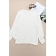 thumbnail image 2 of ABPHQTO Top de mujer blanco liso con cuello redondo y manga larga, 2 of 5