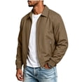 thumbnail image 4 of Fnooota Men's Bomber Jackets, Lapel Collar Lightweight&nbsp; Long Sleeve Zip up Outerwear for Spring Fall Khaki Size S-3XL, 4 of 6