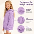 thumbnail image 3 of FAIOROI Zip Up Hoodies for Teen Girls Boys 5-14 Years Fleece Lined Hooded Sweatshirt Jacket with Kangaroo Pocket Purple, 3 of 8