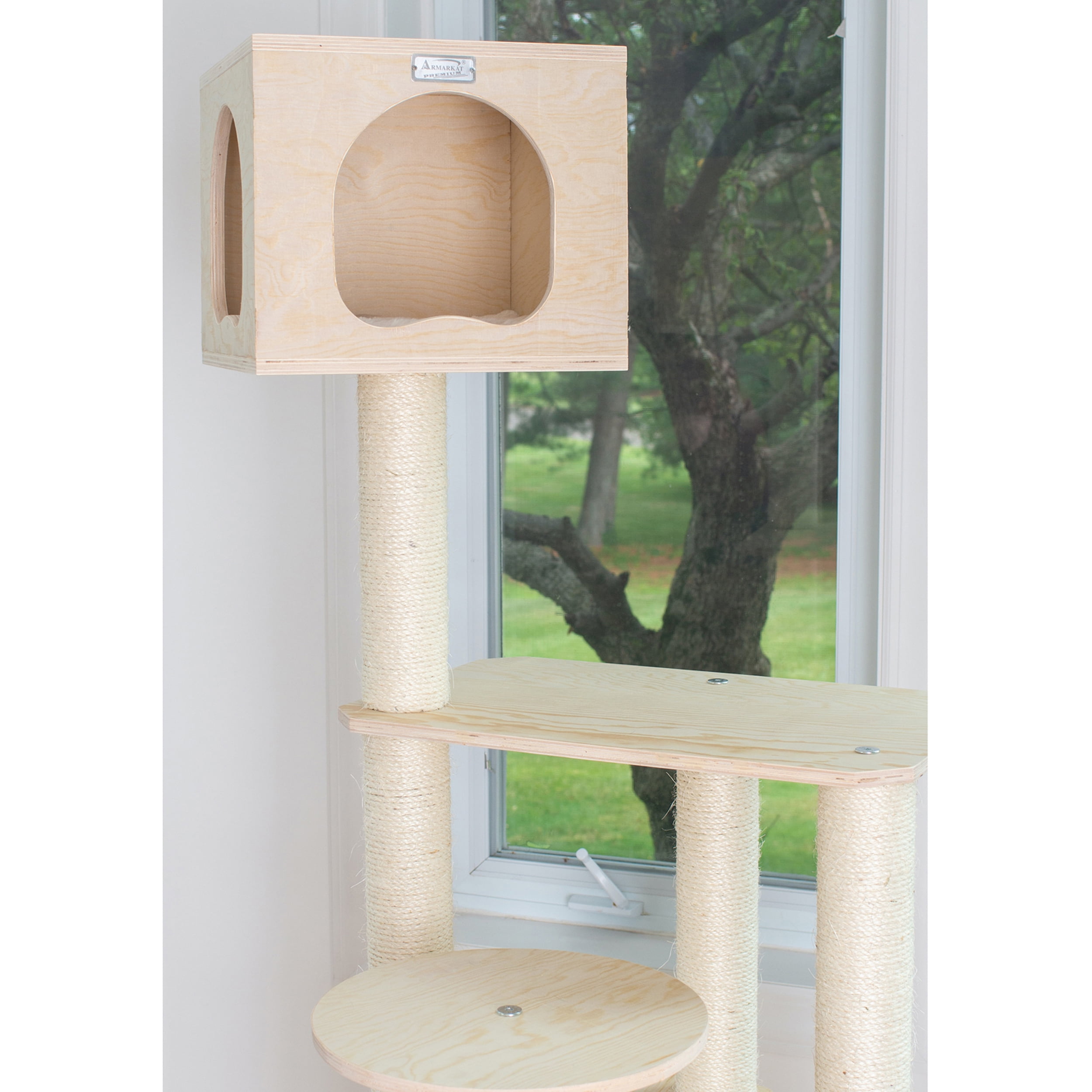 Armarkat 69-in Cat Tree & Condo Scratching Post Tower, Wood