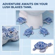 Cute Turtle Figurine with Glossy Blue and White Finish, Adorable Bathroom and Office Desk Decoration, Unique Housewarming and Gift Set for Her (1 Piece)