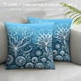 thumbnail image 3 of Acheng  Decorative Throw Pillow Case Modern Aqua Turquoise Coral and Starfish Coastal Nautical Indoor Outdoor Cushion Cover White, 3 of 5