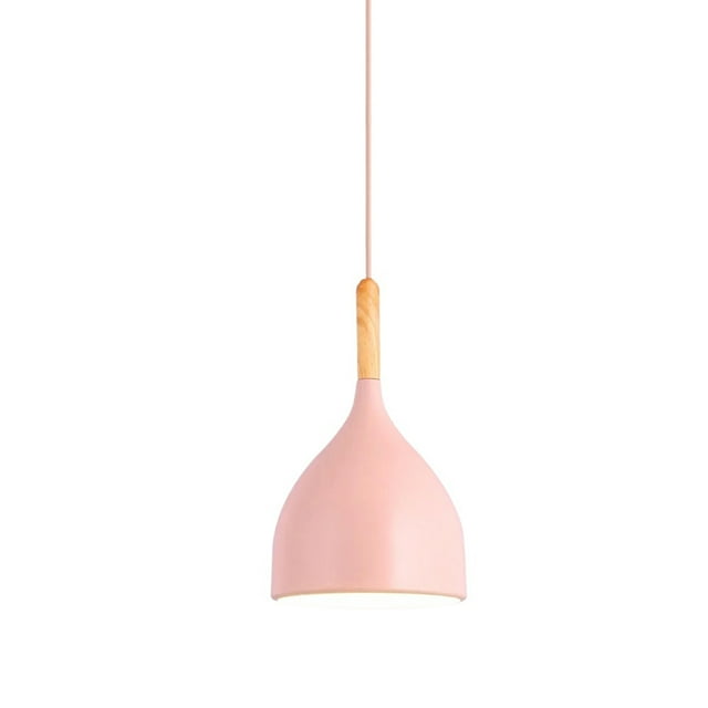 Minimalism Wood Metal Pendant Light, Nordic Style Colorful Pendant Lamp, Modern Farmhouse Pendant Lighting, Pendant Light Fixture for Over Kitchen Island Dining Room Table Entrance