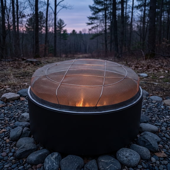 FOMIYES Heavy Duty Steel Fire Pit Replacement Cover Lid with Enhanced Spark Shield for Outdoor Use
