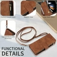 thumbnail image 5 of Wallet Case for Samsung Galaxy Z Fold 5 5G, Premium PU Leather Zipper Flip Folio Wallet Magnetic Snap with Detachable Wrist Strap & Shoulder Strap Built-in Kickstand Protective Case - Brown, 5 of 6
