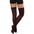 thumbnail image 2 of ToBeInStyle Womens Sexy Ribbed Knit Over Knee Thigh Highs - Burgundy, 2 of 5