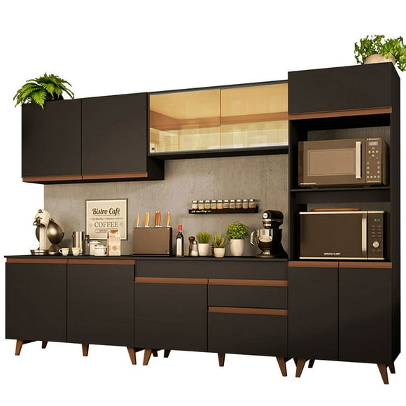 Madesa Gabinete De Cocina Integral Completa 310cm Reims Negro 01