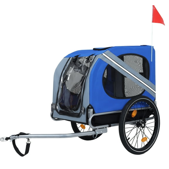 All-Terrain Dog Bike Trailer – Heavy-Duty 120LB Pet Carrier for Cycling, Jogging and Camping (Blue-Gray)