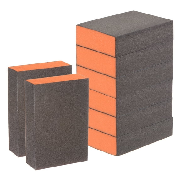 8pcs Sanding Sponge Blocks 1200-1500 Grits Block 100x70x25mm, Brown&Orange