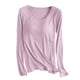 thumbnail image 2 of Pijama de manga larga para mujer, ropa de casa de color con almohadillas para el pecho, camiseta de manga larga, cómoda base para uso externo, pijama de cuello redondo para mujer., 2 of 7