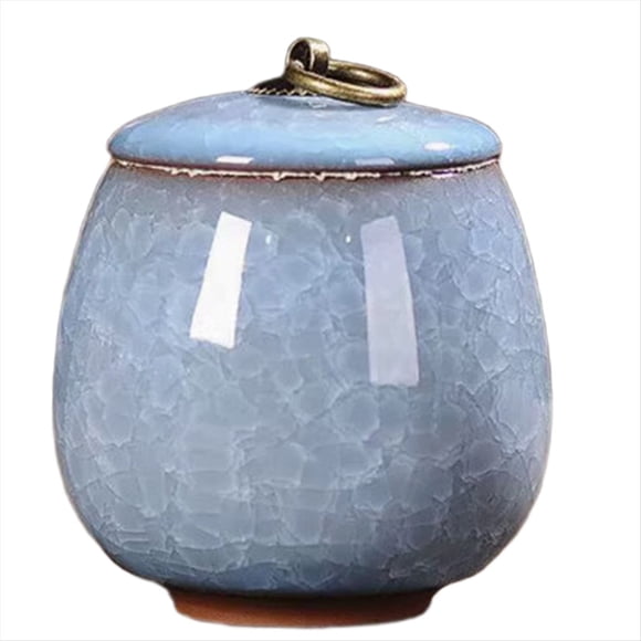 Tetera Portátil de Cerámica, Té Perfumado, Tetera de Dendrobium, Urna para Mascotas, Tarro, Polvo, Ungüento, Mini Tetera Azul .