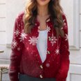 thumbnail image 6 of Women's Fashion Christmas Printed Long Sleeve Knitted Cardigan Button Down Jacket for Holiday Casual Wear and Women's Outerwear with Festive Design,Deep Red,S, 6 of 6