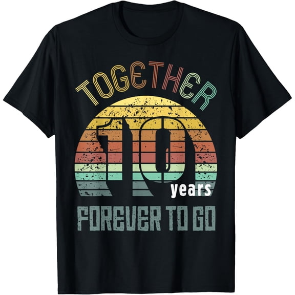 t-shirt 10th Years Wedding Anniversary Gifts For Couples Matching T-Shirt mens,black,women,funny,journey,Crew Neck, Short Sleeve,printing